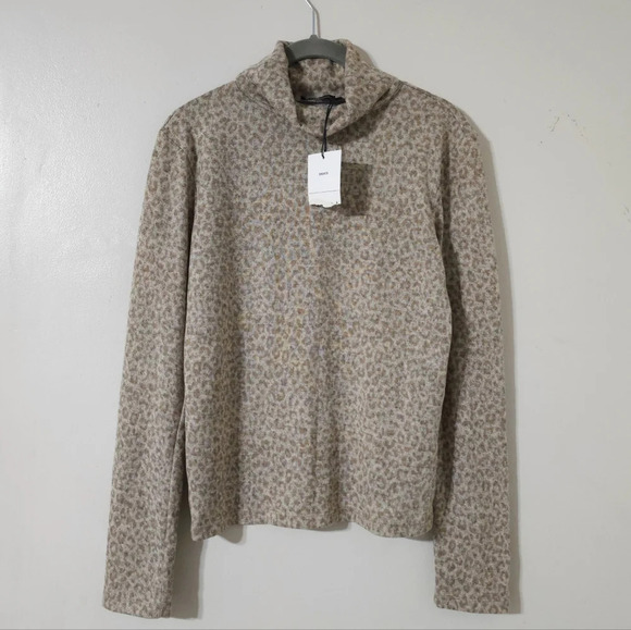 ZARA Nwt Soft Touch Animal Print Long Sleeve Turtleneck, Taupe, Light Brown, S - Picture 3 of 13